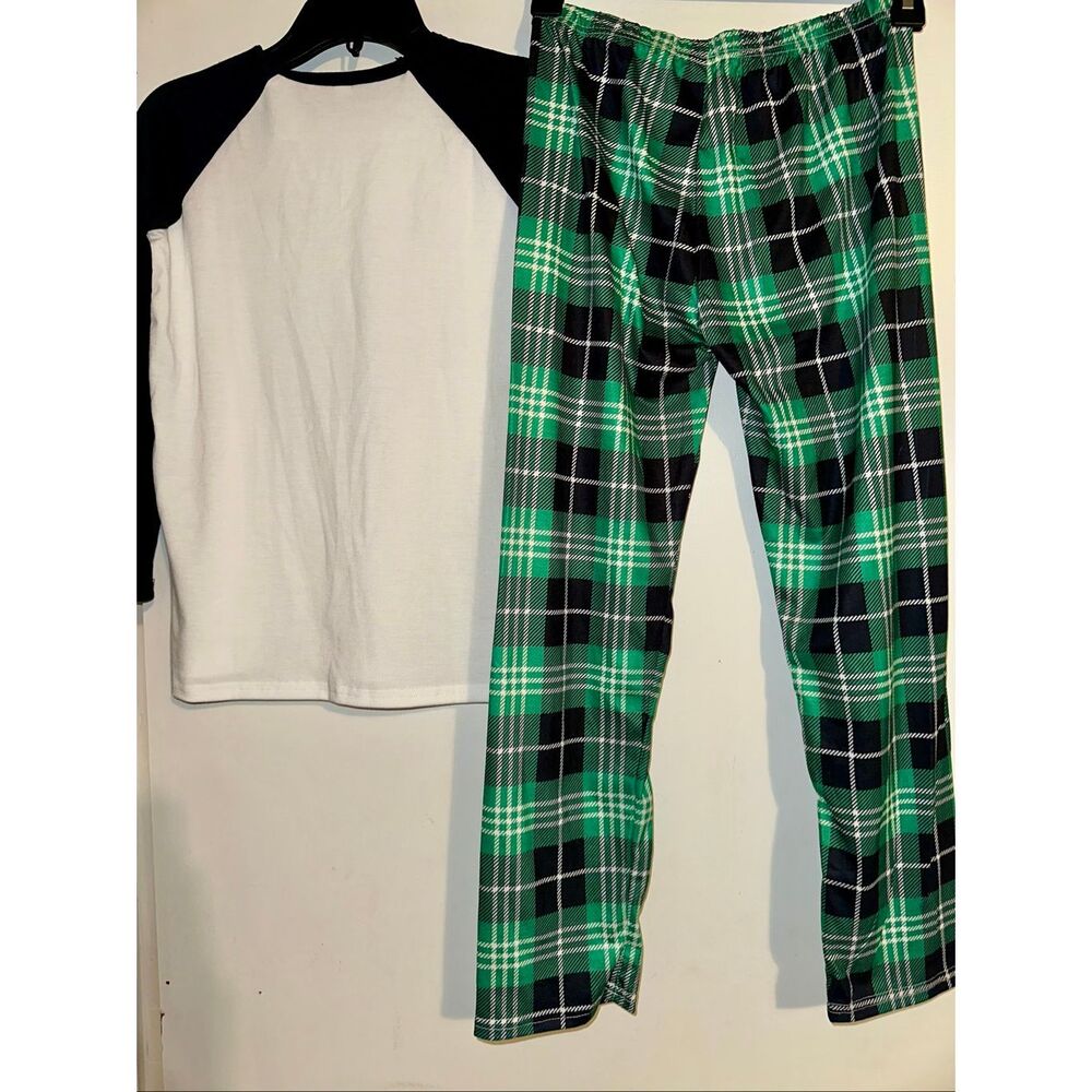 Youth White Green dachshund 2 Piece Christmas Pajama Set Size Medium 9 10 years - Picture 3 of 4